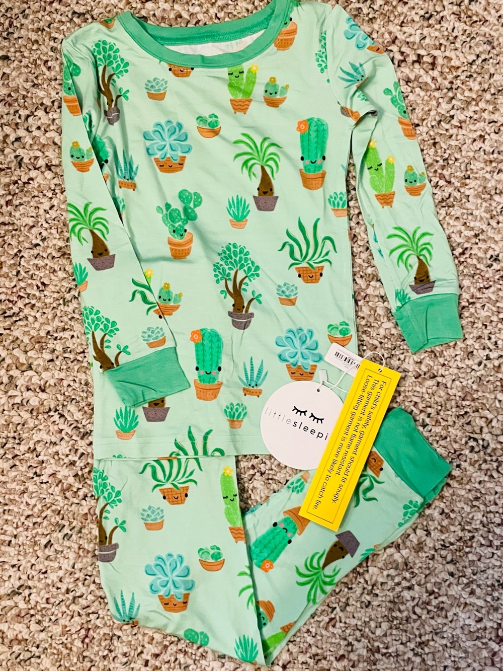 Little Sleepies Green Succulent Love Pajama Set NWT 4T